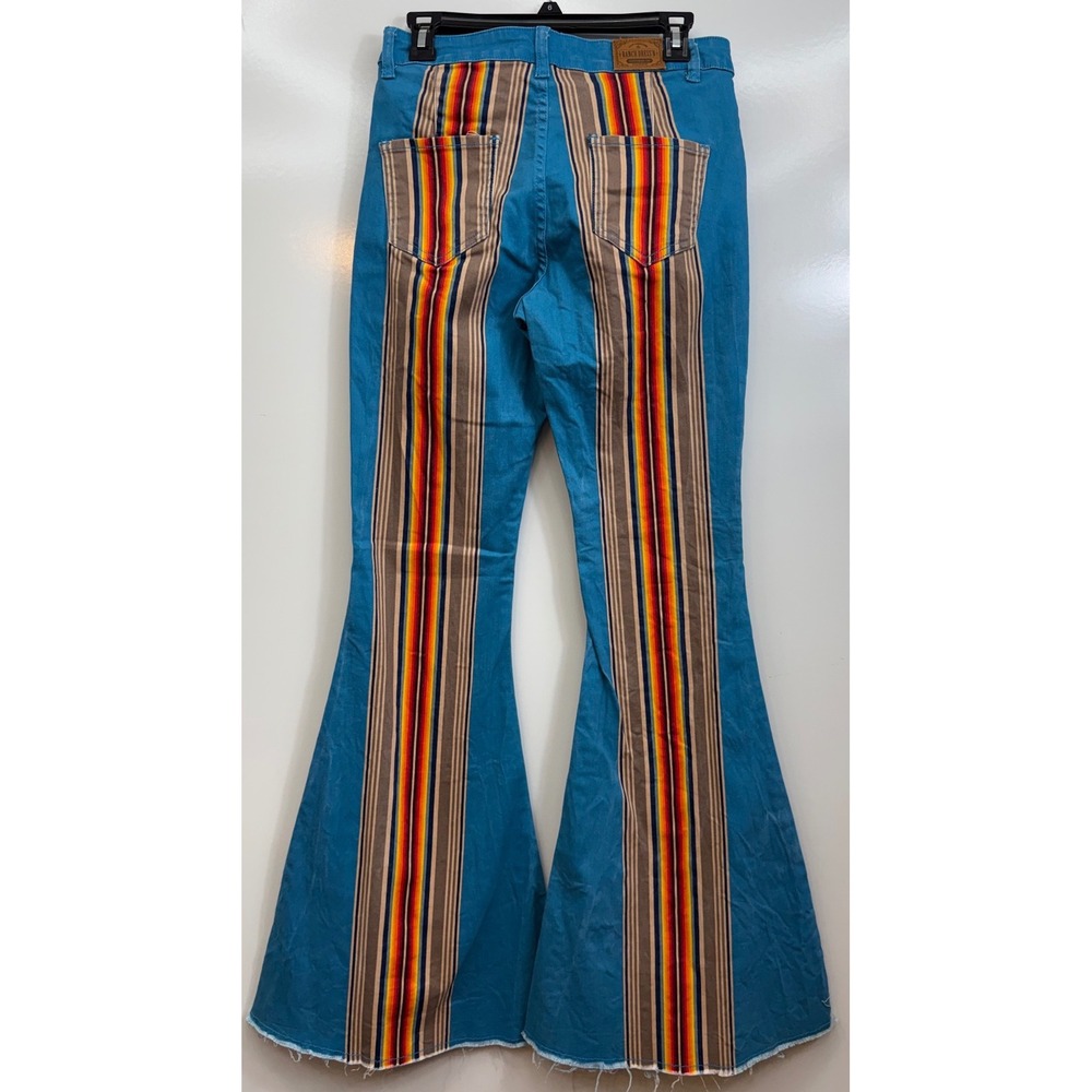 Ranch Dressn Serape Bell Bottom Jeans Western Flare Pants 6 - Picture 2 of 5